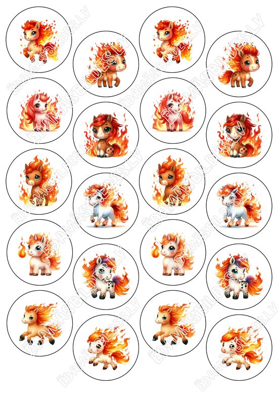 Chocolate Transfer Sheets "Sarkanais uguns zirgs 2026", 5 cm